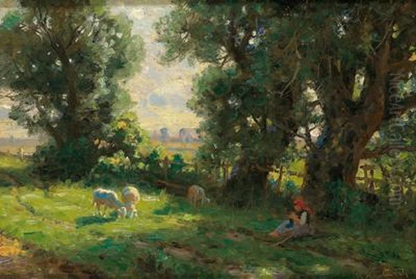 Die Kleine Hirtin Oil Painting by Emil Hermann Hartwich