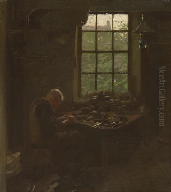 The Village Cobbler Oil Painting by Harvey Harold