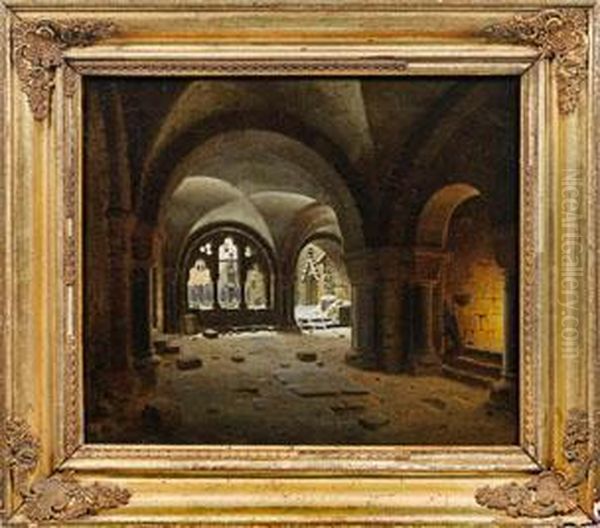 Der Klostergang Bei Untergehender Sonne Oil Painting by Carl Georg Adolph Hasenpflug
