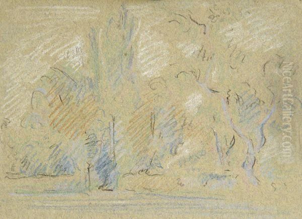 Landschaft Mit Baumen Oil Painting by Albert Haueisen