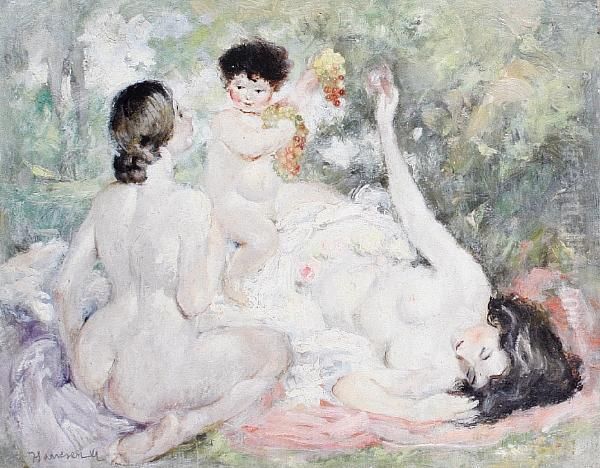 An Arcadian Scene Oil Painting by Albert Haueisen