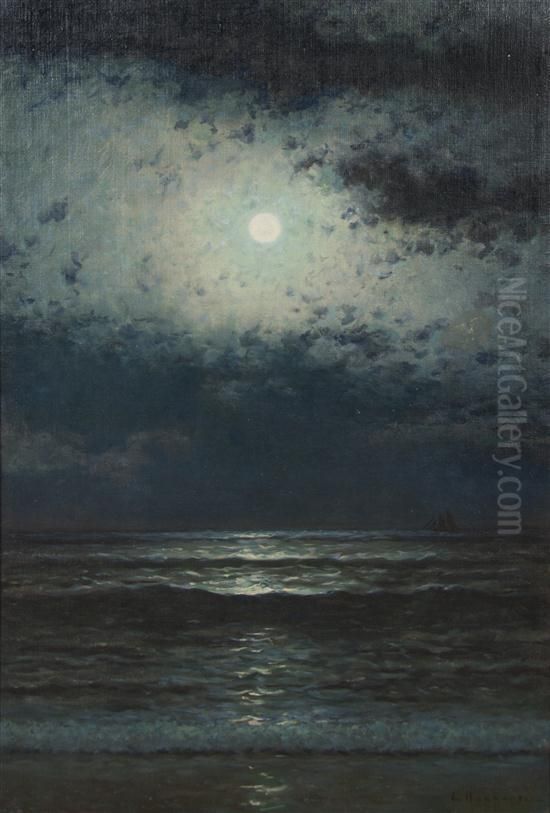 Moonlight Seascape Oil Painting by Lars Jonson Haukaness