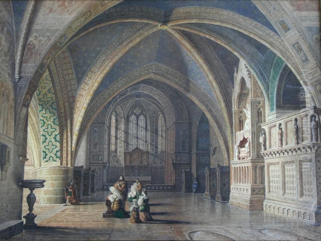 Figures Praying, Dresden Cathedral Oil Painting by Max Hauschild
