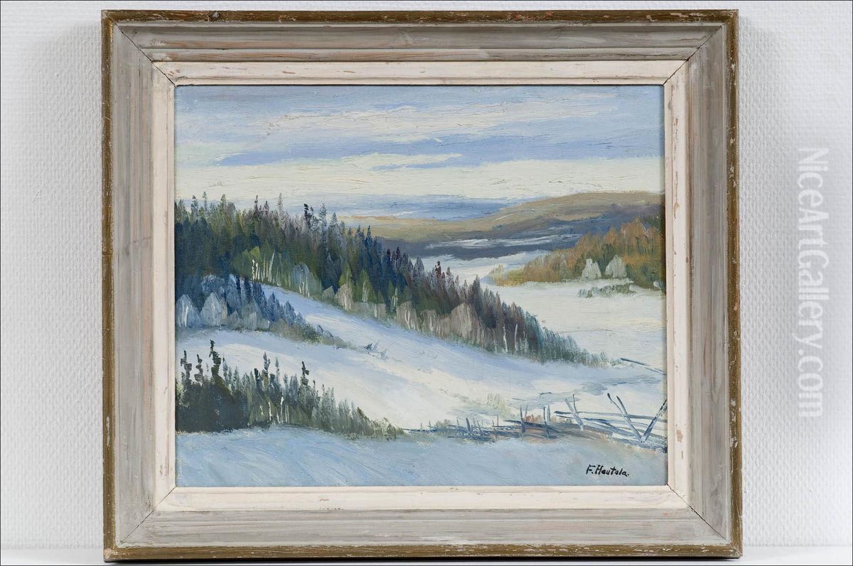 Vaaramaisema - Fjallandskap Oil Painting by Frans Hautala