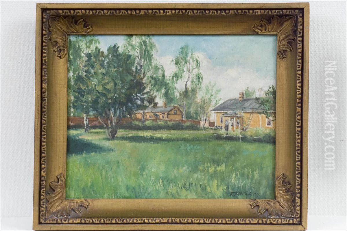 Kesainen Pihamaisema - Somrig Gardsvy. Oil Painting by Frans Hautala