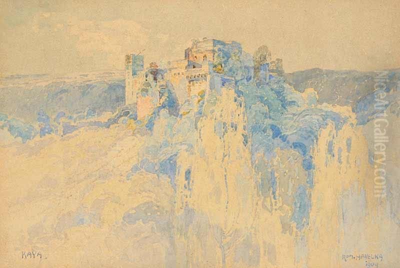 A Landscape With A Castle Oil Painting by Roman Havelka