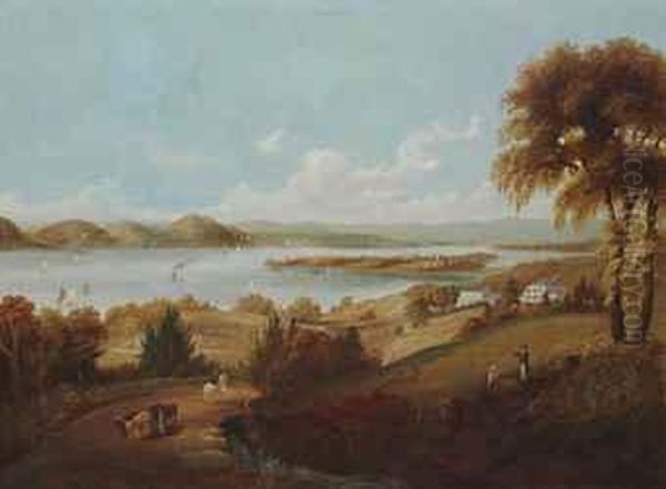 View Of Croton Point From Sing Sing, New York Oil Painting by Robert Havell, Jr.