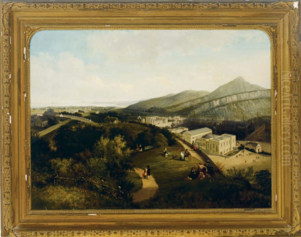 Holyrood And Arthur's Seat From Calton Hill, Edinburgh Oil Painting by Robert Havell, Jr.