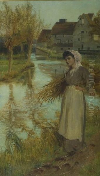 The Rush Gatherer Oil Painting by Alice Mary Havers