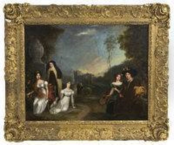 A Conversation Piece Of The Women Of A Pious Family Oil Painting by Joseph Patrick Haverty