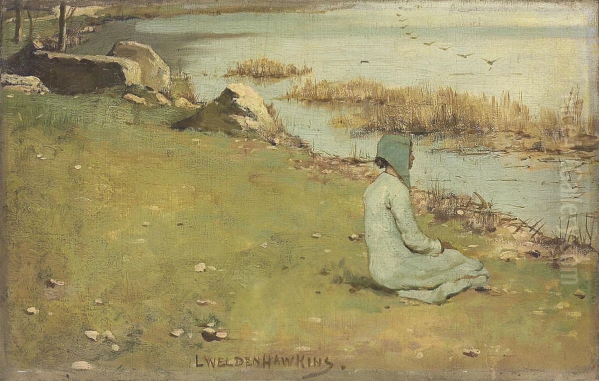 Jeune Fille Au Bord De La Riviere Oil Painting by Louis Welden Hawkins