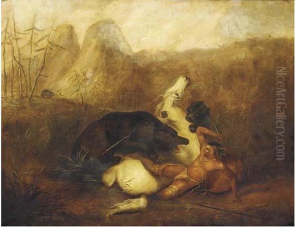The Bear Hunt Oil Painting by John Hawksett