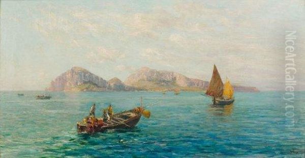 Pecheurs A Capri Oil Painting by Bernard Hay