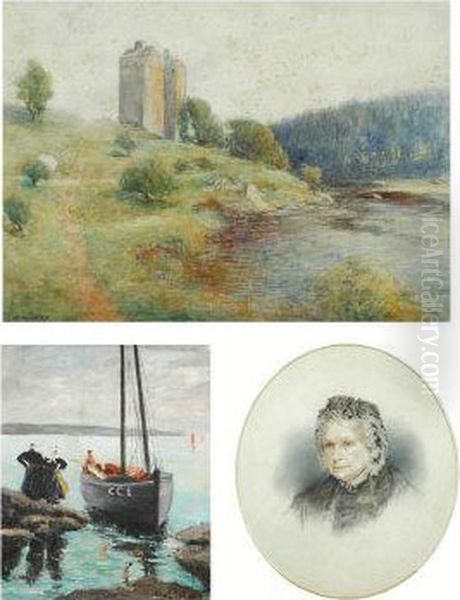 A Portrait Of An Elderly Lady, Oval (3) Oil Painting by Peter Alexander Hay