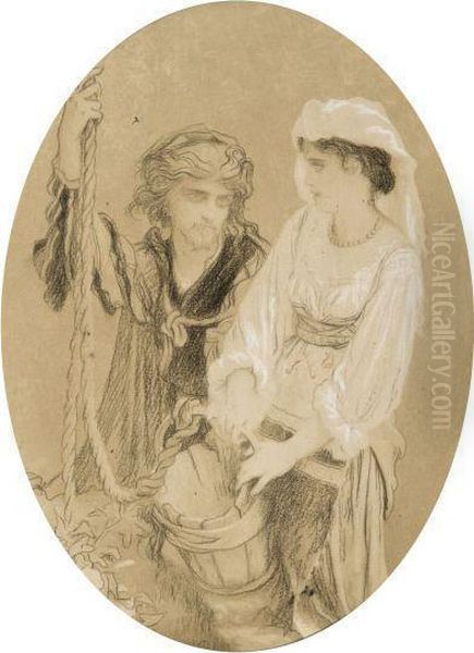 Couple Au Puits Oil Painting by Ernest Hebert