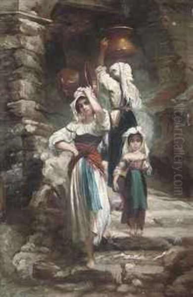 Peasant Women Of Servaro Oil Painting by Ernest Hebert