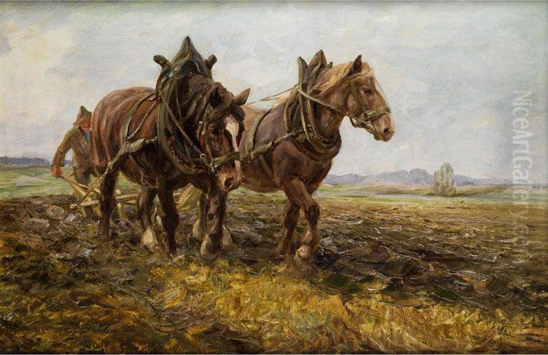 Pflugender Bauer Oil Painting by Max Hein-Neufeldt