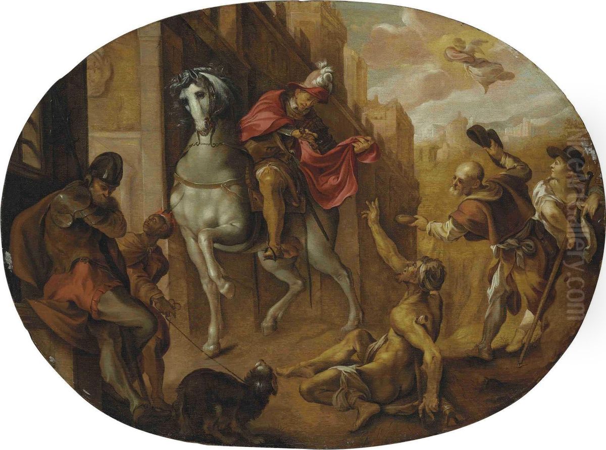 Saint Martin Dividing His Cloak Oil Painting by Joseph the Younger Heintz