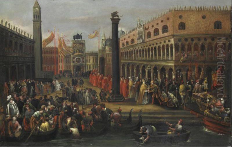 Venezia, Cerimonia In Piazza San Marco Oil Painting by Joseph the Younger Heintz