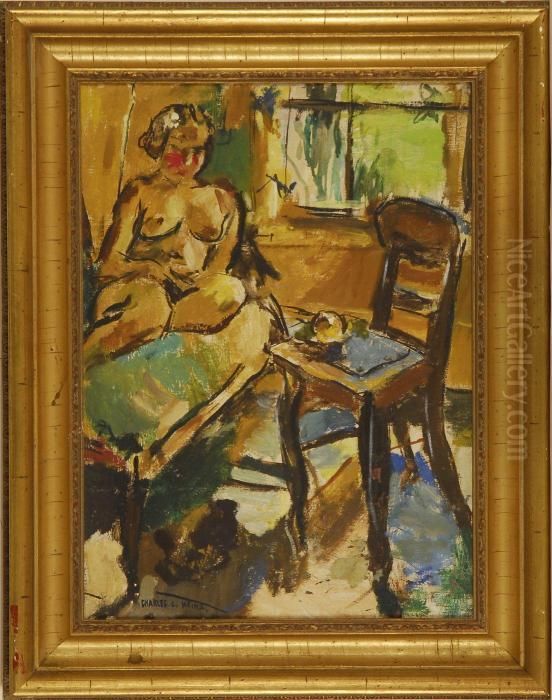Interior Scene With Seated Nude Oil Painting by Charles Lloyd Heinz