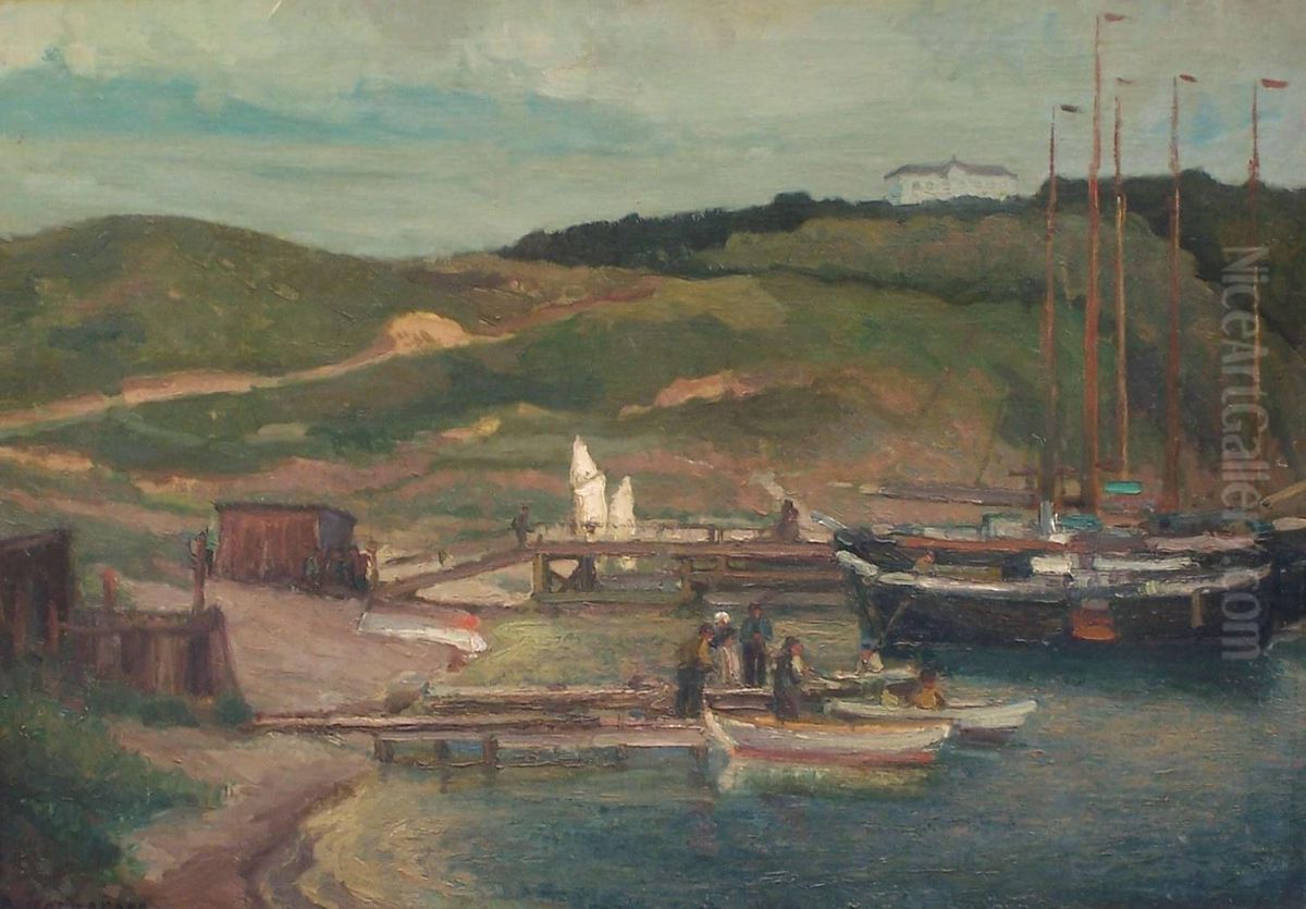 Norwegischer Fischerhafen Oil Painting by Alfred Hermann Helberger