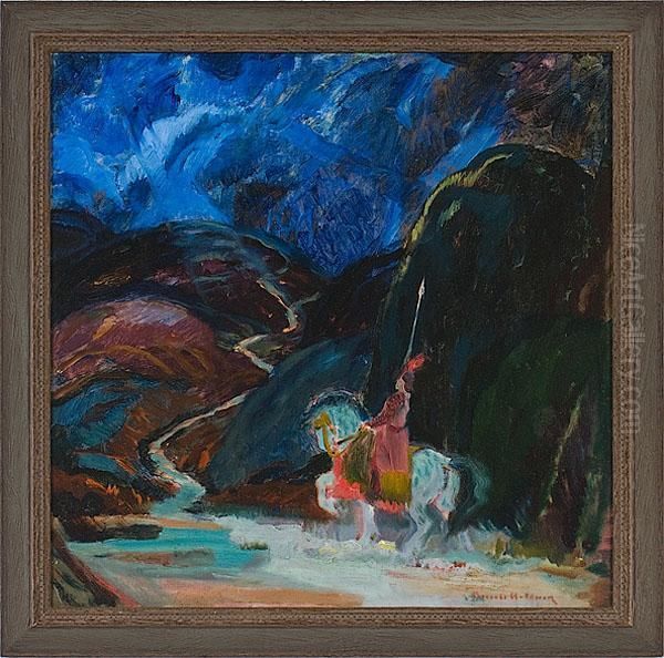 Mythological Twilight Scene Oil Painting by Knute Heldner