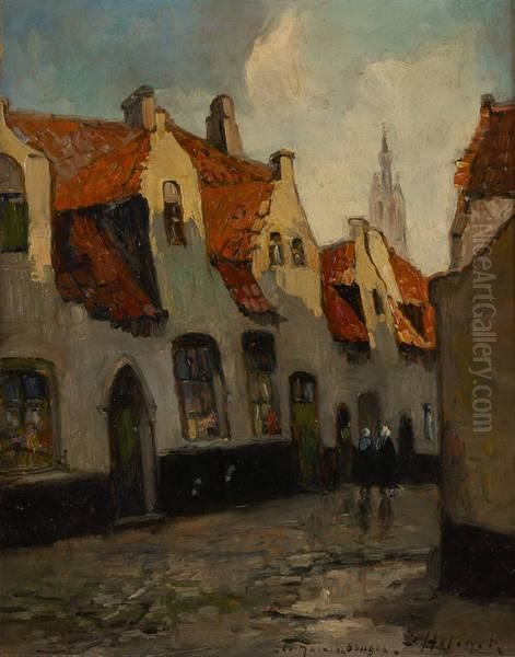 Le Marais A Bruges Oil Painting by Gustave Helinck