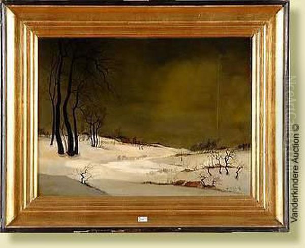 Paysage Enneige Oil Painting by Gustave Helinck