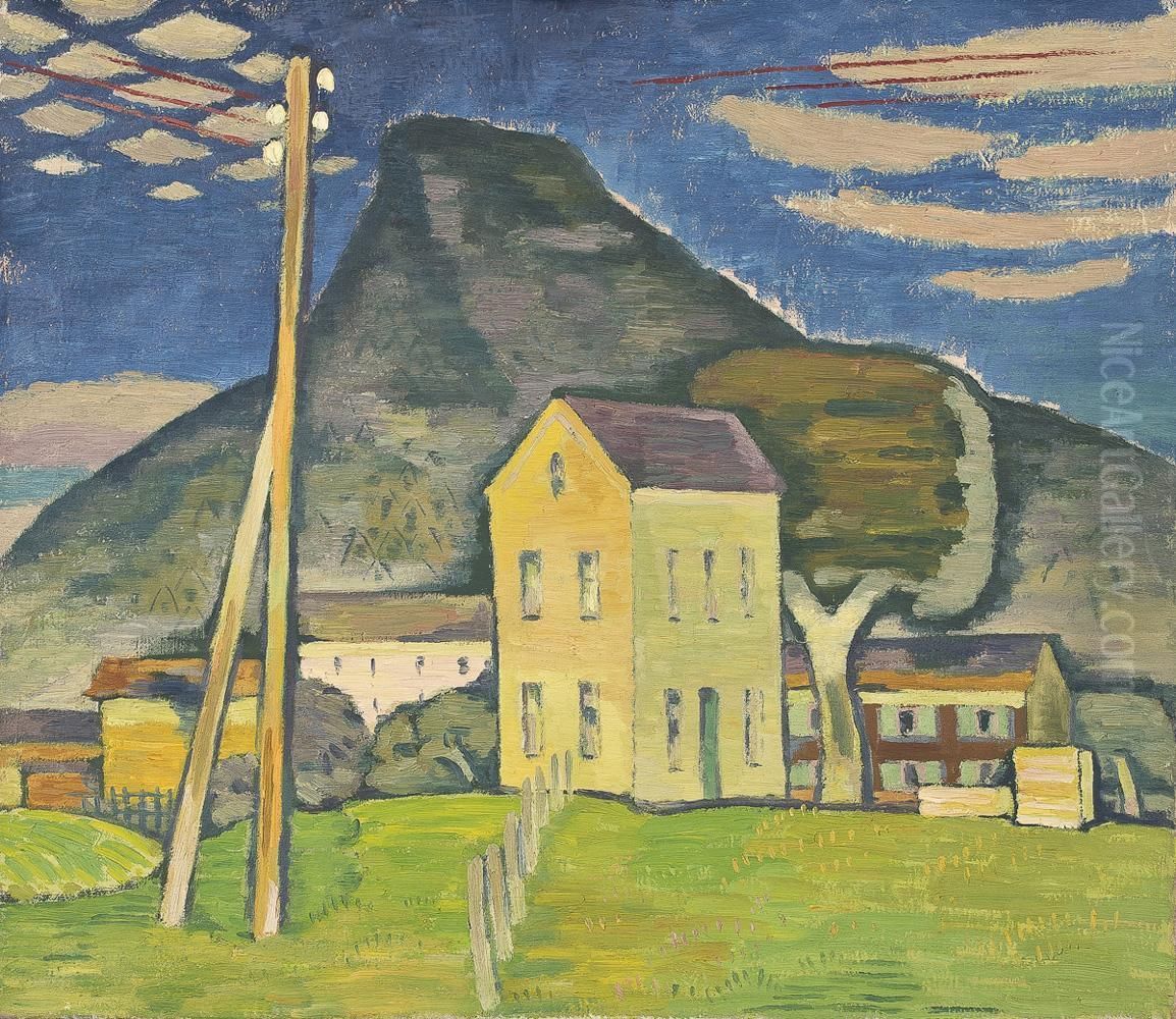 Dorfansicht Im Allgau Oil Painting by Berthold Hellingrath