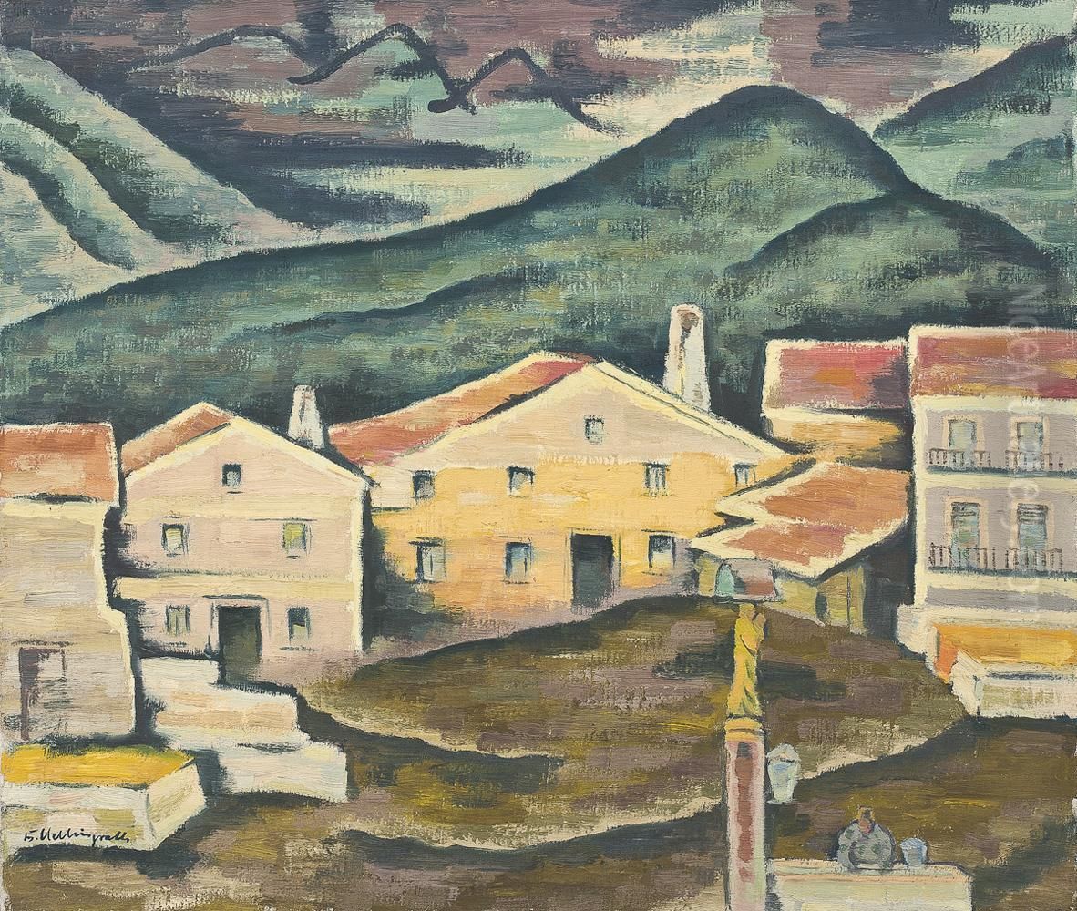 Dorf In Tirol Oil Painting by Berthold Hellingrath