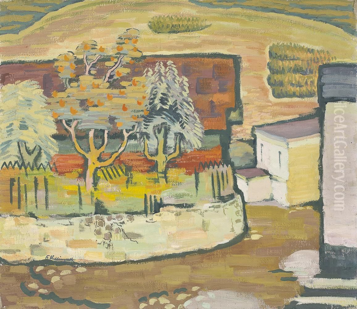 Dorfansicht Oil Painting by Berthold Hellingrath