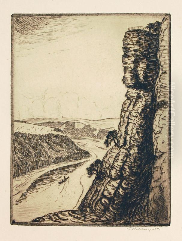 Sachsischeschweiz Oil Painting by Berthold Hellingrath