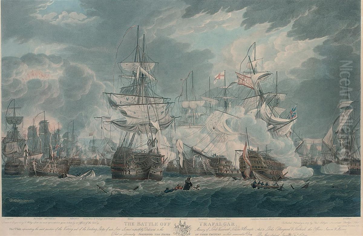 The Battle Off Trafalgar Oil Painting by Thomas Hellyer