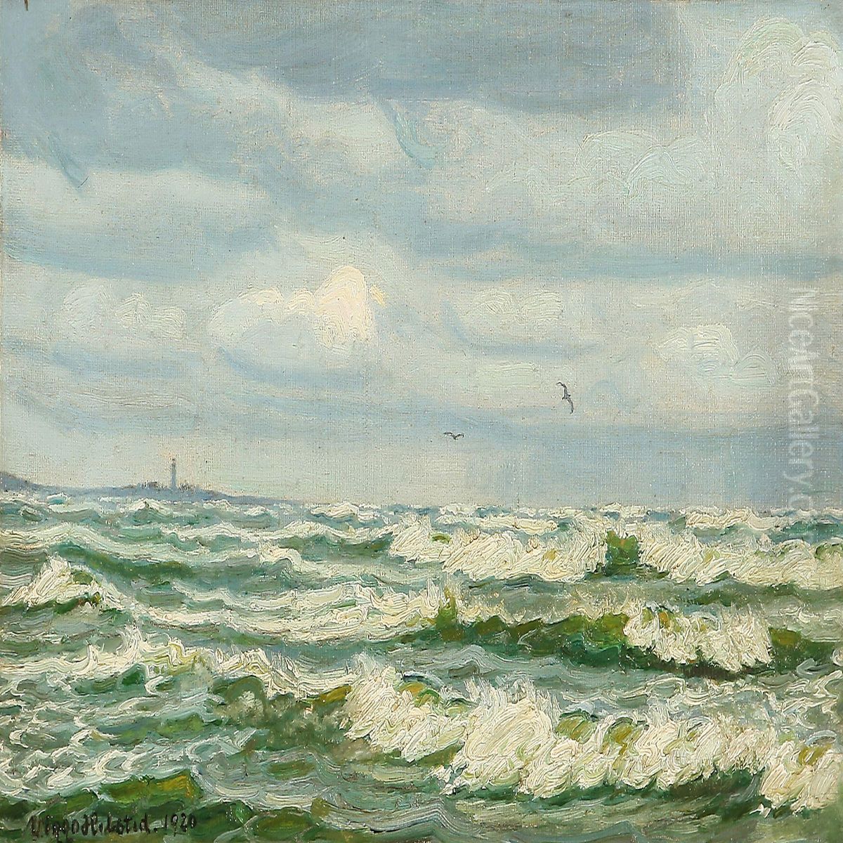 Marine Ved Grenaa Oil Painting by Viggo Helsted