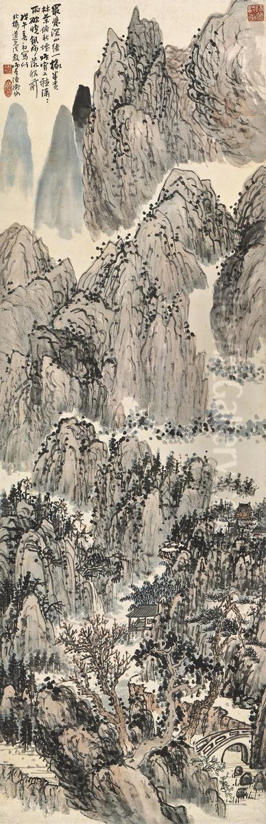 Autumn Mountains After Rain Oil Painting by Chen Hengke