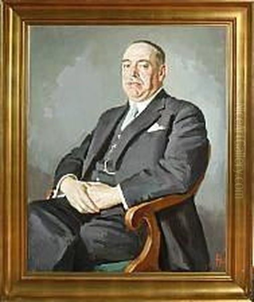 An Elderly Gentleman Sitting In A Late Empire Chair Oil Painting by Hans Henningsen