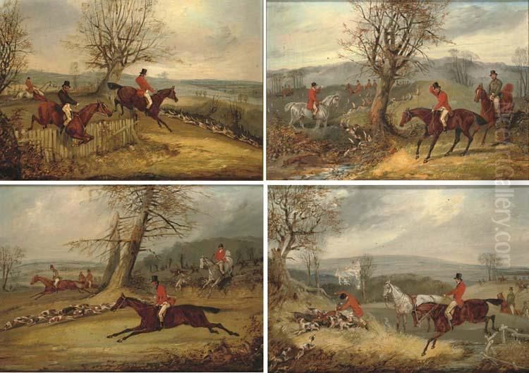 Taking The Fence; Taking The Ditch; View Halloo; And The Kill Oil Painting by Samuel Henry Gordon Alken