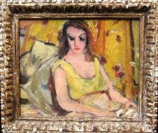 Portrait Of A Lady In A Yellow Dress Oil Painting by Grace Henry