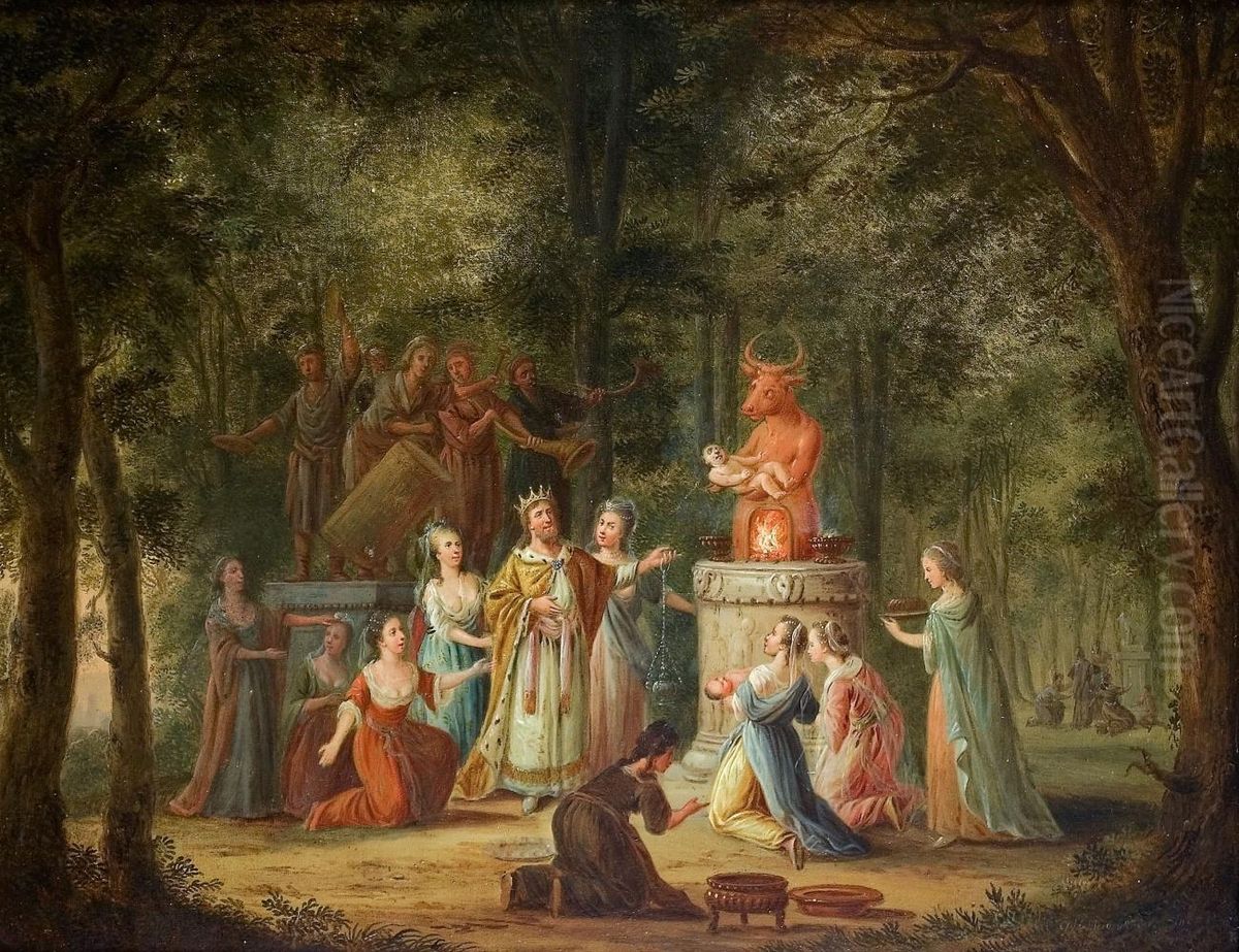 Das Baalsopfer Oil Painting by Georg Heinrich Hergenroder
