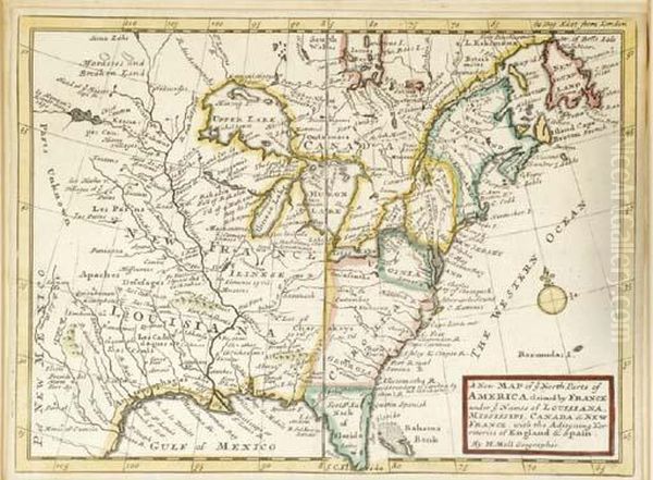 A New Map Of North Parts Of America Oil Painting by Moll Herman