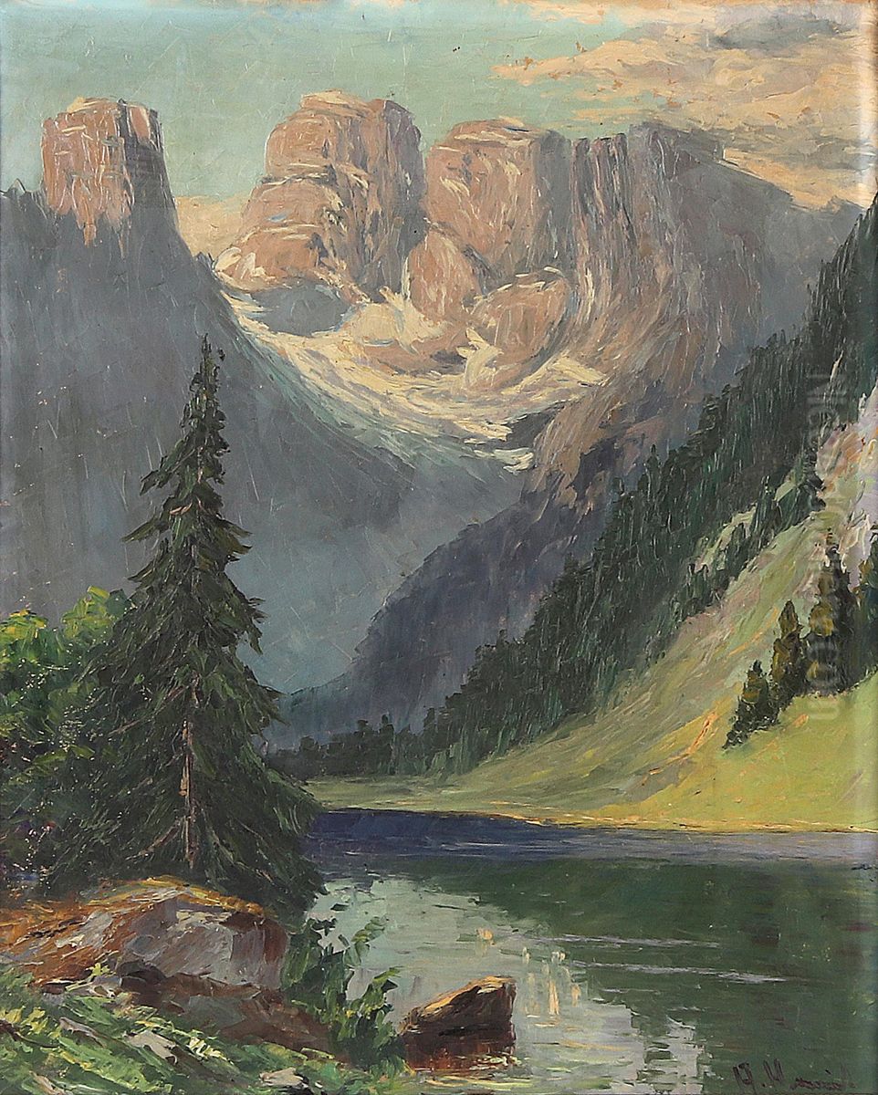 Gebirgslandschaft Oil Painting by Alois Hernick