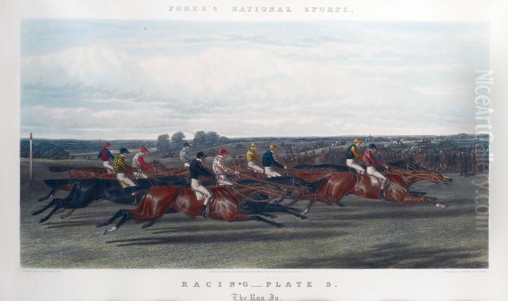 Racing Plate, The Run In Oil Painting by Benjamin Herring, Jnr.