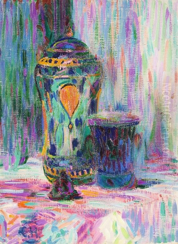 Stillleben Mit Gefas Und Vase Oil Painting by Curt Herrmann