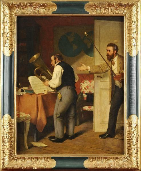 Les Musiciens Oil Painting by Carl Hertel