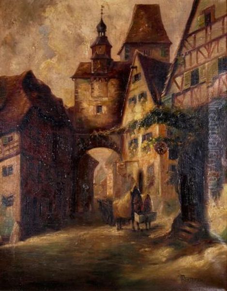 Blick Auf Roderbogen Und Markusturm Oil Painting by Max Herterich