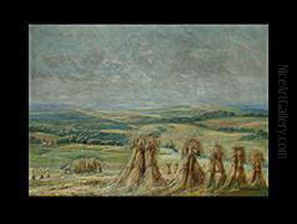 Bei Der Kornernte Oil Painting by Max Herterich