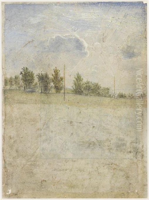 Landskap Oil Painting by Lars Hertervig