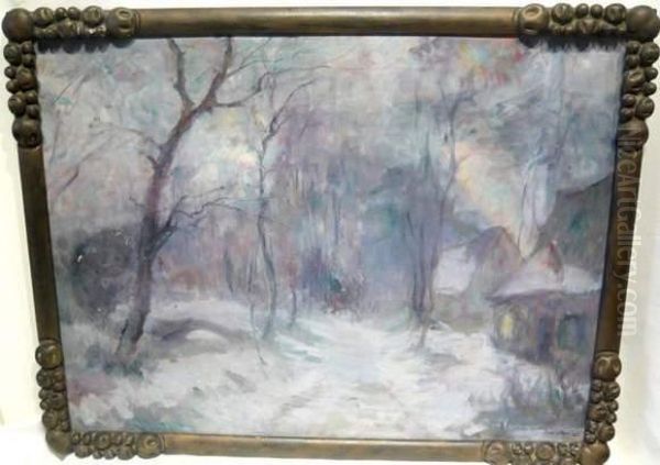 Paysage Enneige Oil Painting by Jacques Hervens