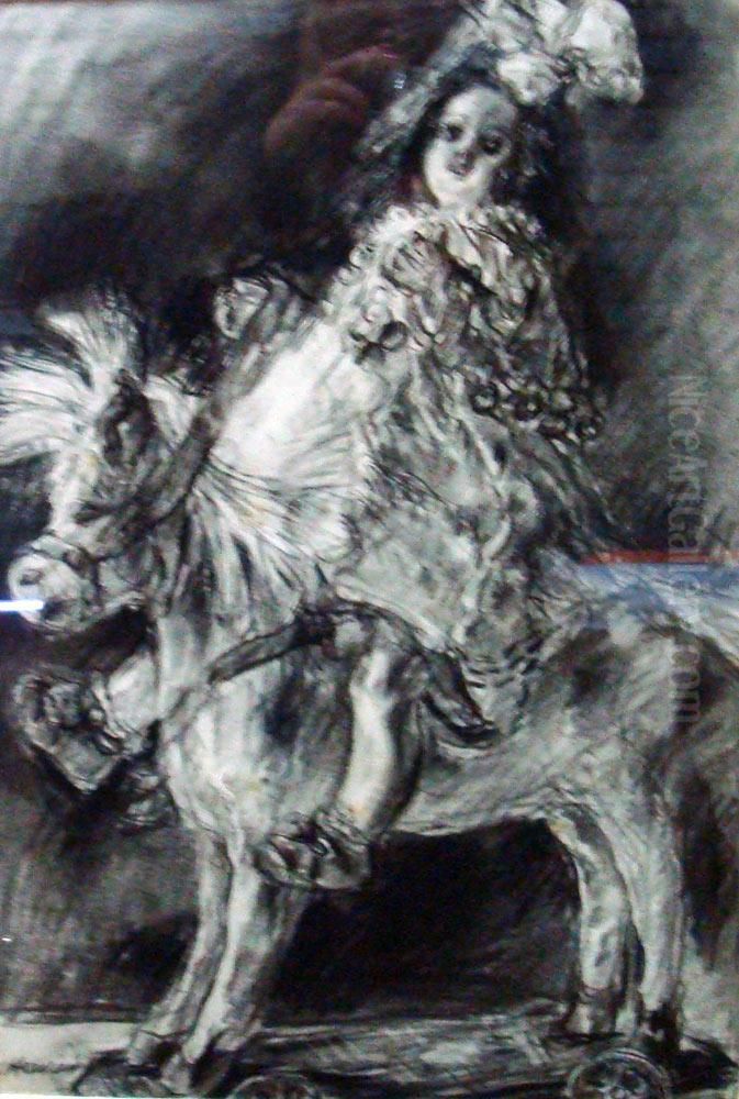 Poupee Sur Un Cheval A Roulette Oil Painting by Louise Hervieu