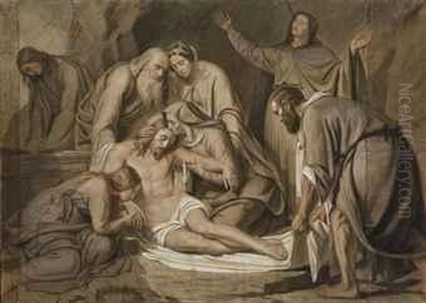 La Deposition De Croix Oil Painting by Alexandre-Jean-Baptiste Hesse